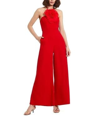 Mac Duggal Flower Embellished Crepe Halter Neck Jumpsuit - Red