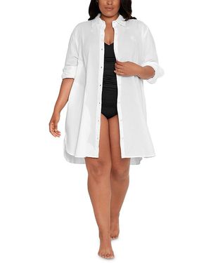 Polo Ralph Lauren Lauren Ralph Lauren Plus Size Cotton Maxi Beach Shirt - White