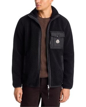 Moncler Sherpa Zip Up Cardigan - Black