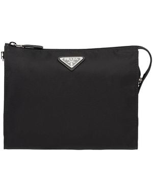 Prada Re-Nylon And Saffiano Leather Necessaire - Black