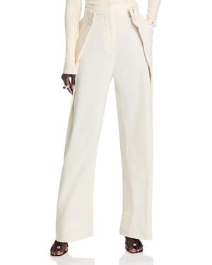 ROKH Pleated Wide Leg Pants - White