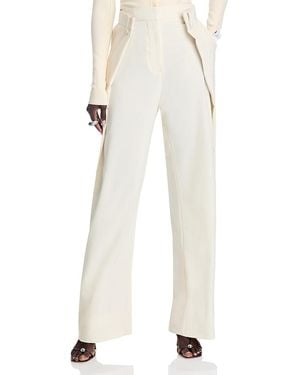 ROKH Pleated Wide Leg Pants - White