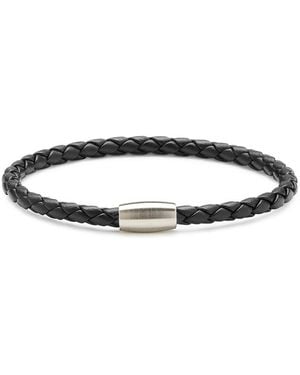 Link Up Braided Leather Cord Bracelet - Black