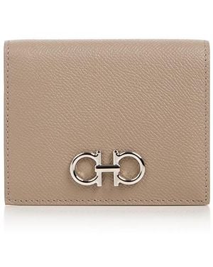 Ferragamo Gancini Compact Leather Bifold Wallet - Natural