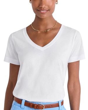 Vineyard Vines Striped V Neck Cotton Tee - White