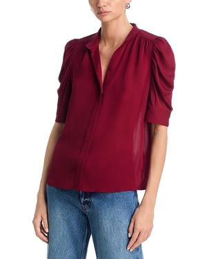 FRAME The Gillian Silk Puffed Sleeve Blouse - Red