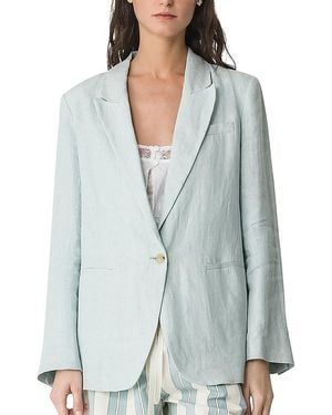 forte_forte Forte_Forte Linen Peak Lapel Jacket - Gray