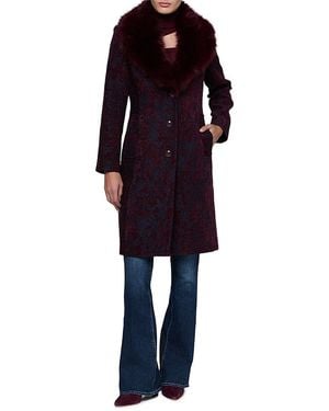 L'Agence Laney Faux Fur Collar Coat - Blue