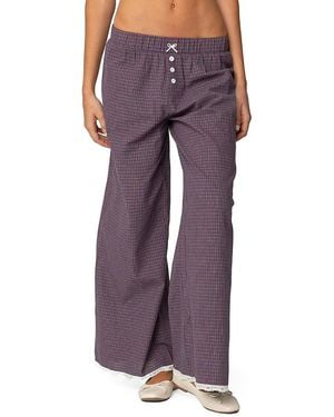 Edikted Dakota Plaid Pants - Purple