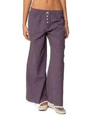 Edikted Dakota Plaid Pants - Purple