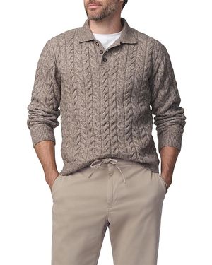Joe's Jeans Cable Knit Long Sleeve Polo Sweater - Gray
