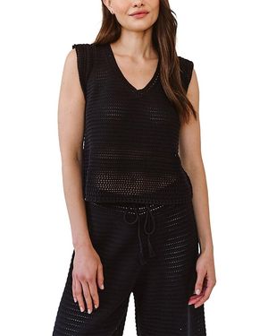 Bella Dahl V Neck Crocheted Top - Black