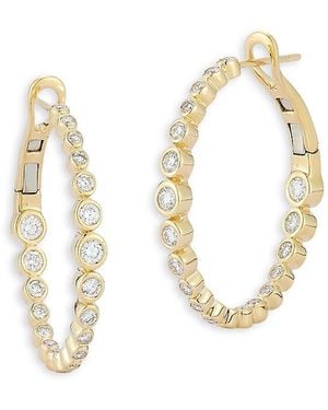 WALTERS FAITH 18K Diamond Classic Oval Small Hoop Earrings - Metallic