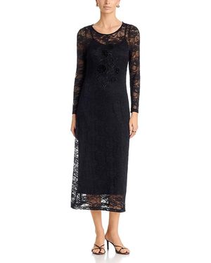 Johnny Was Simonie Lace Midi Dress - Black