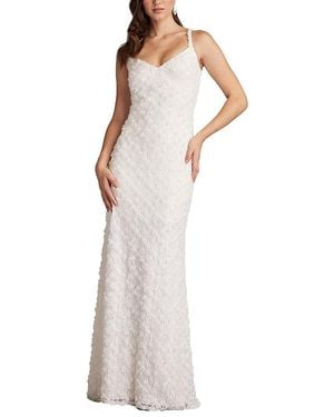 Tadashi Shoji Erma 3D Floral Spaghetti Strap Gown - White
