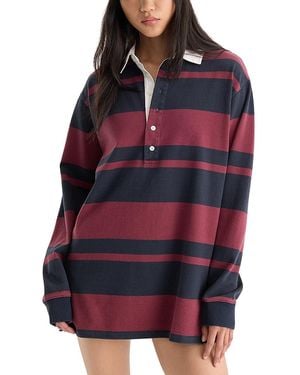 GOOD AMERICAN The Knit Rugby Cotton Mini Dress - Red