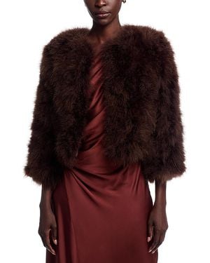 Adrienne Landau Esti Marabou Feather Jacket - Red