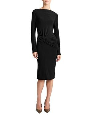Santorelli Keegan Draped Knot Long Sleeve Jersey Dress - Black