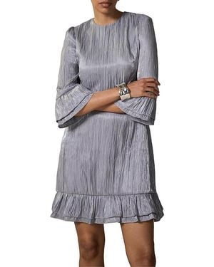 Mint Velvet Metallic Ruffle Mini Dress - Gray