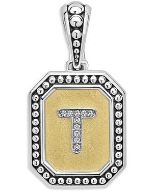 Lagos Signature Caviar Sterling & 18K Octagon Diamond A Initial Charm, 0.05 Tcw - Metallic