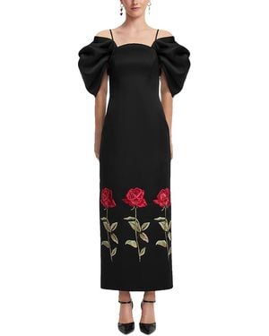 LEO LIN Arabella Embroidered Maxi Dress - Black