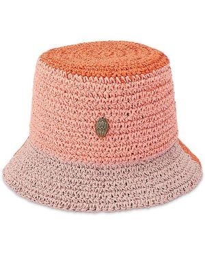 Kurt Geiger Colorblock Raffia Bucket Hat - Pink