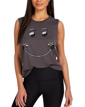 Lauren Moshi Kerry Barbell Happyface Tee - Black