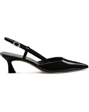 Stuart Weitzman Vinnie 50 Slingback Kitten Heels - Black