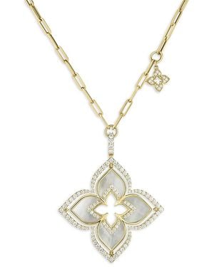 Roberto Coin 18K Venetian Princess Pirouette Mother Of Pearl & Diamond Reversible Pendant Necklace, 17 - Metallic