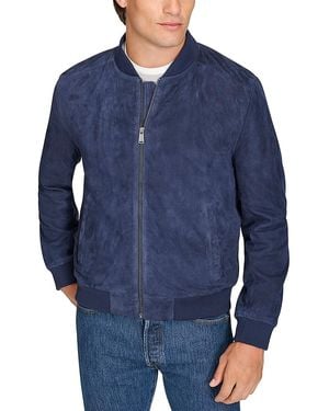 Cole Haan Suede Bomber Jacket - Blue