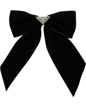 Prada Velvet Bow Hair Clip - Black