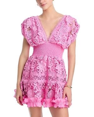 Waimari Morana Lace Embroidered Mini Dress - Pink