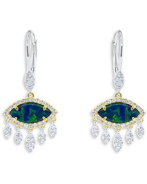 Meira T 14K & Opal & Diamond Evil Eye Drop Earrings - Blue