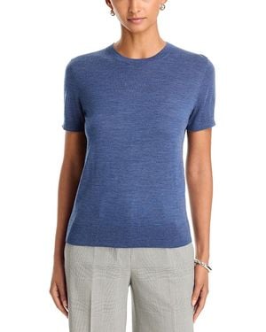 Theory Lightweight Wool Short Sleeve Top - Blue