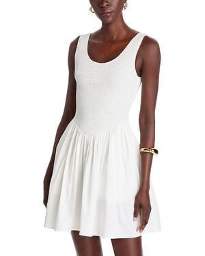 Wayf Dana Smocked Mini Dress - White