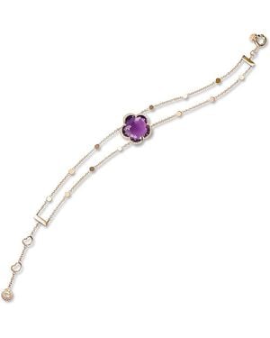 Pasquale Bruni 18K Rose Bon Ton Amethyst & Diamond Flower Double Layer Chain Bracelet - White