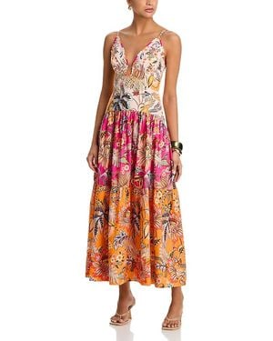 chinese dress ladies Red Summer Foliage Scarf Maxi Dress – FARM Rio main image 1