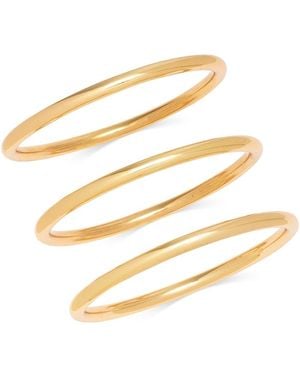Aqua Thin Bangle Bracelets, Set Of 3 - Metallic