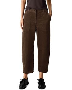 Eileen Fisher Cotton Stretch Corduroy Ankle Arch Pants - Brown