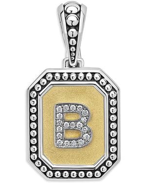 Lagos Signature Caviar Sterling & 18K Octagon Diamond A Initial Charm, 0.05 Tcw - Metallic