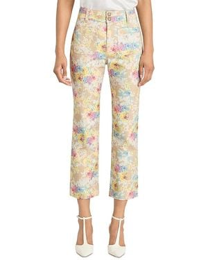 Cinq À Sept Dorothea Ikat Bouquet High Rise Ankle Jeans - Yellow