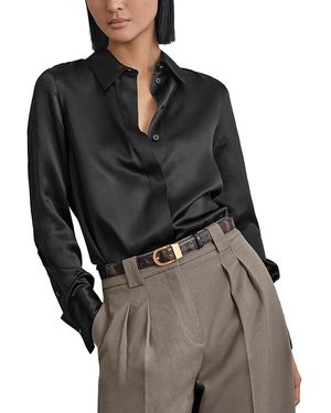 Reiss Ameria Silk Satin Shirt - Black