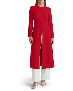 Ming Wang X Anna Marie Modern Longline Slit Blouse - Red