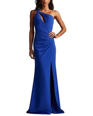 Tadashi Shoji Viveca One-Shoulder Keyhole Gown - Blue