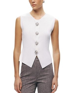 Nocturne Embellished Sleeveless Knit Top - White