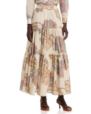 La DoubleJ Tiered Pull On Cotton Skirt - Natural