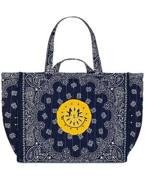 Call it By Your Name Maxi Cabas Quilted Bandana Tote - Blue