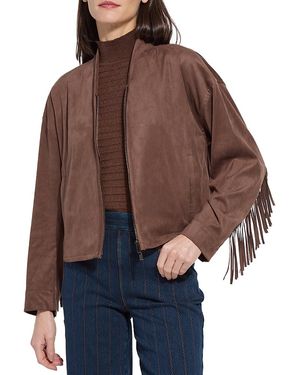 Lyssé Candence Fringe Faux Suede Jacket - Brown