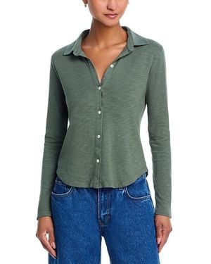 Bella Dahl Button Front Knit Top - Green