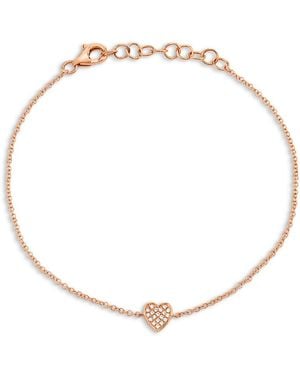 Moon & Meadow 14K Diamond Pave Heart Chain Bracelet, 0.04 Tcw - Natural